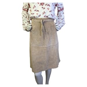 Isaac Mizrahi Tan Suede A-Line Western Skirt Tie Waist | Festival | Size 8/M